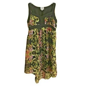Small Disney D-Signed Sheer Overlay Black Floral Sleeveless Hi Lo Girl's Dress